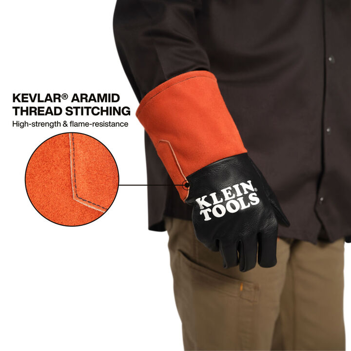 Klein Tools TIG Welding Gloves Black and Orange XL, large image number 3
