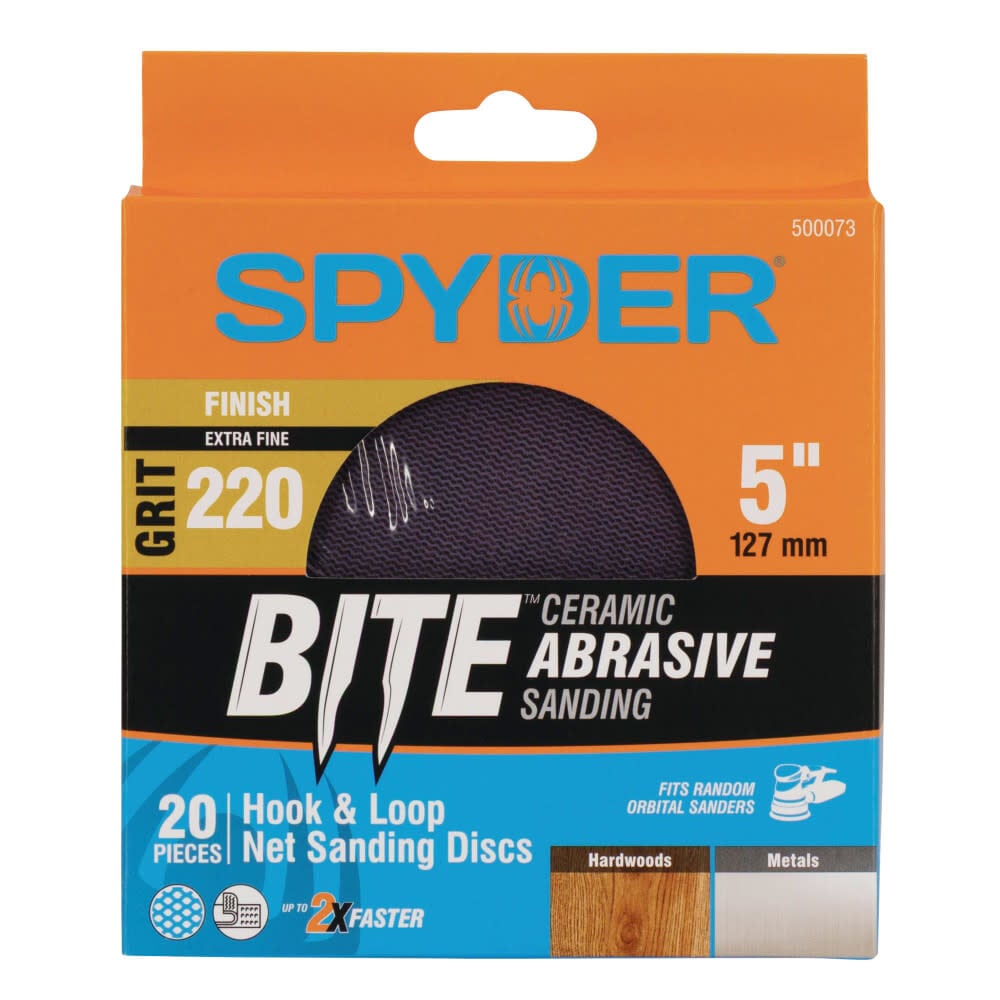 Spyder 220 Grit Ceramic Sanding Discs, Ceramic Net, 5 Inch Hook & Loop 20 Pieces, large image number 1