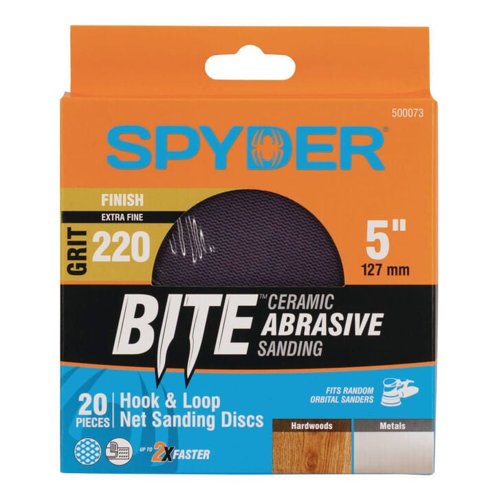 Spyder 220 Grit Ceramic Sanding Discs, Ceramic Net, 5 Inch Hook & Loop 20 Pieces