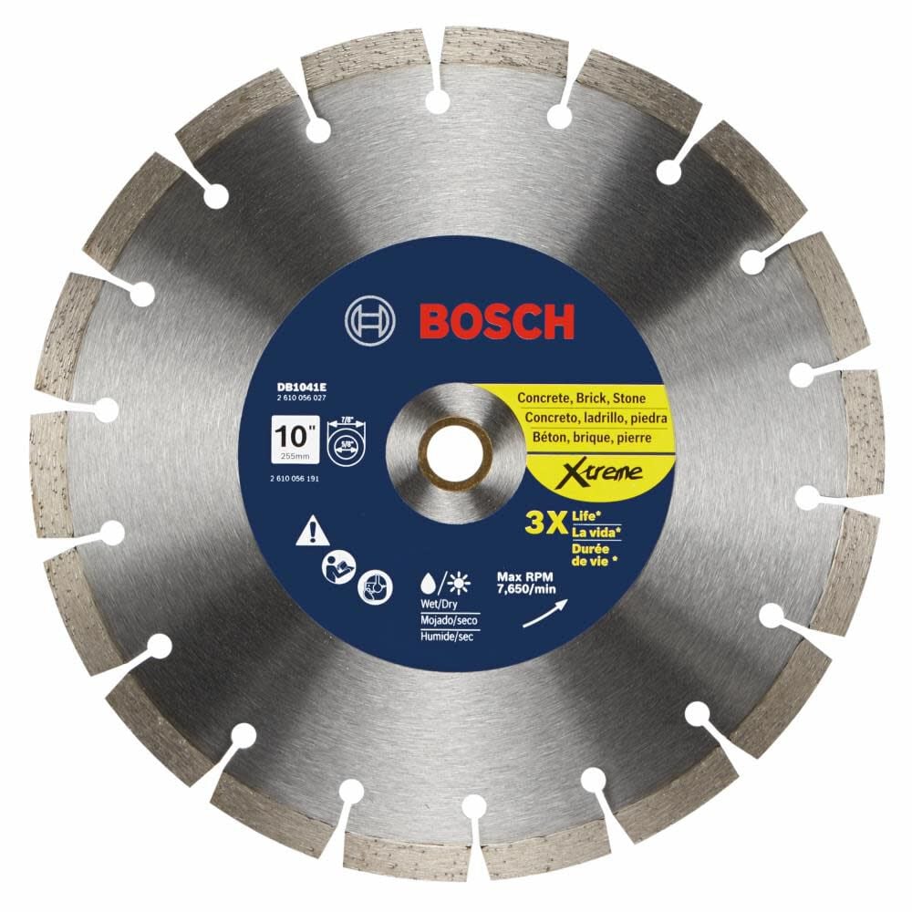 Bosch 10 Inch Xtreme Segmented Rim Diamond Blade for Fast Cuts in General Purpose Concrete - DB1041E