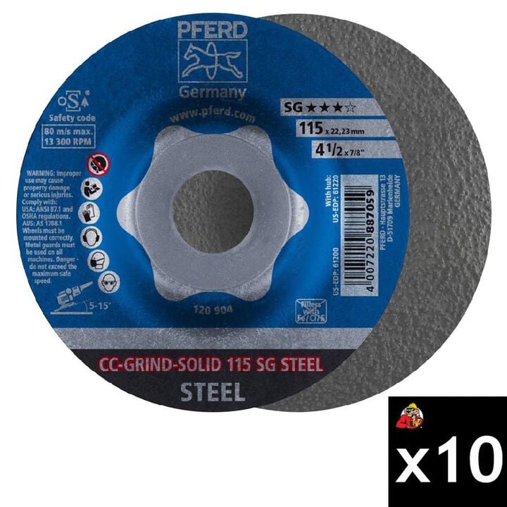 Pferd CC-GRIND 4-1/2 Inch CO-COOL Solid Grinding Disc Bundle, 10 Pieces