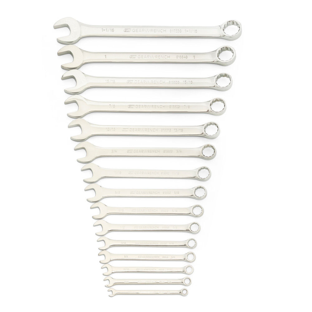 GEARWRENCH Combination Wrench Set 15 pc. 12 Point SAE Long Pattern, large image number 1