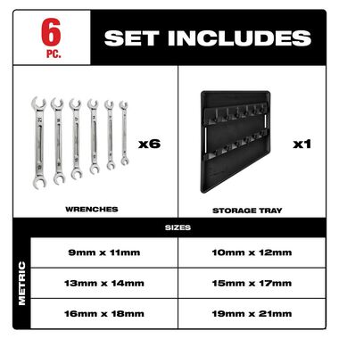 Milwaukee Wrench Set Double End Flare Nut Metric 6pc, large image number 1
