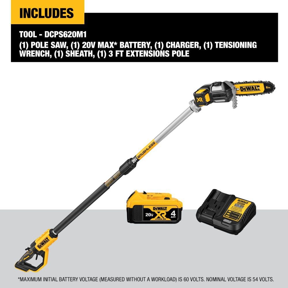 DEWALT 20V MAX 8in Pole Saw with Extension Kit, large image number 4