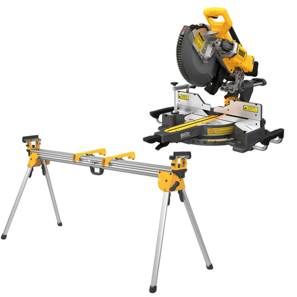 DEWALT 60V MAX Brushless Cordless 12 inch Double Bevel Sliding Miter Saw (Bare Tool) with Heavy Duty Miter Saw Stand Bundle, large image number 1