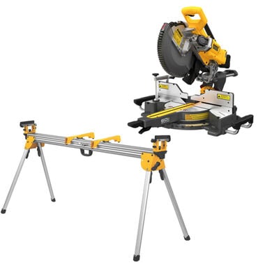 DEWALT 60V MAX Brushless Cordless 12 inch Double Bevel Sliding Miter Saw (Bare Tool) with Heavy Duty Miter Saw Stand Bundle