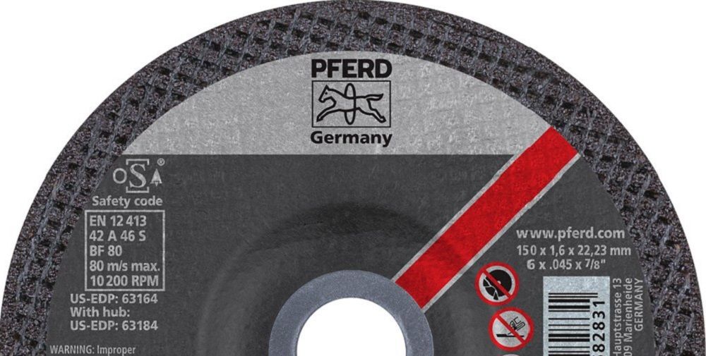 Pferd 6in x .045in Cut-Off Wheel 7/8in A.H. - SG STEEL - Type 27, large image number 2