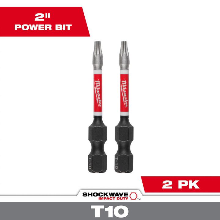 Milwaukee SHOCKWAVE Impact Bit 2inch T10 2pk