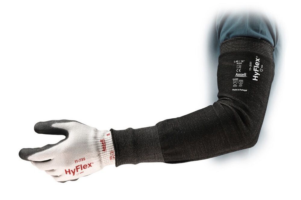 Ansell Protective Products HyFlex 15 Ga Black HPPE Wide Width Cut Resistant Sleeve - 18 Inch, large image number 2