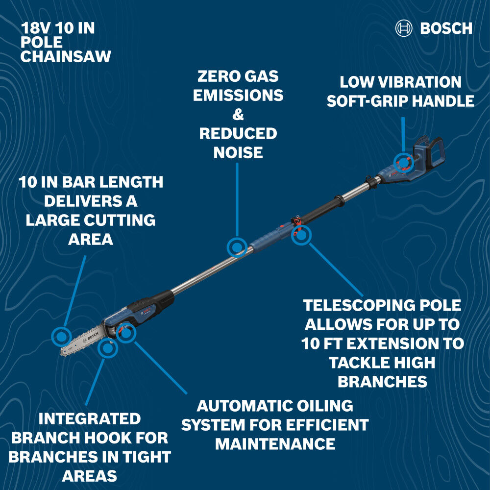 Bosch 18V 10 Inch Pole Chainsaw Kit, large image number 2