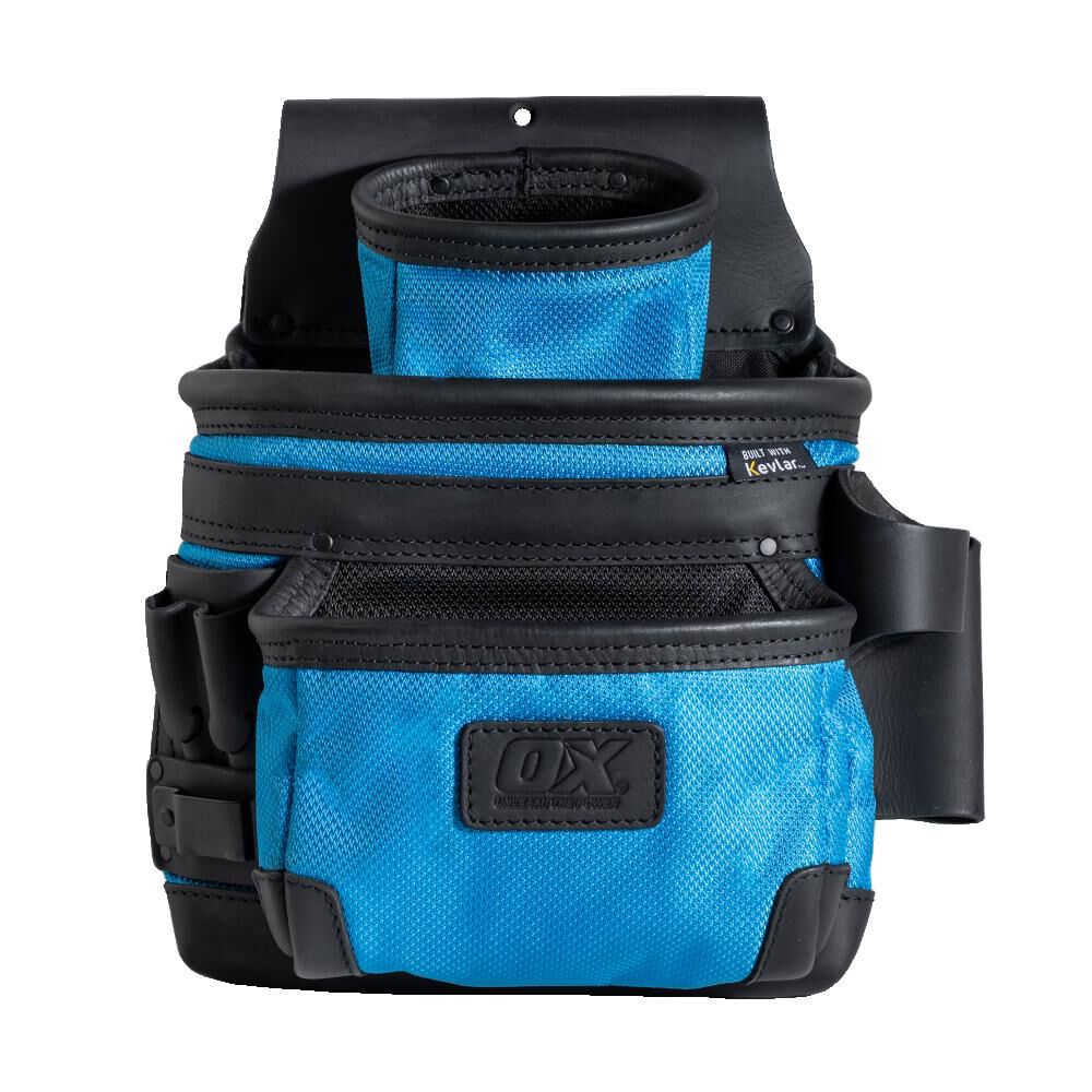 Ox Tools 3-Pocket Leather & Nylon Fastener Pouch with Kevlar Reinforcement, large image number 1