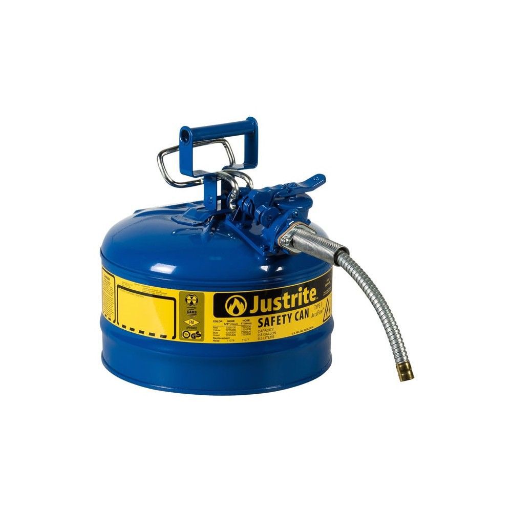 Justrite 2.5 Gal Steel Safety Blue Kerosene Can Type II, large image number 1