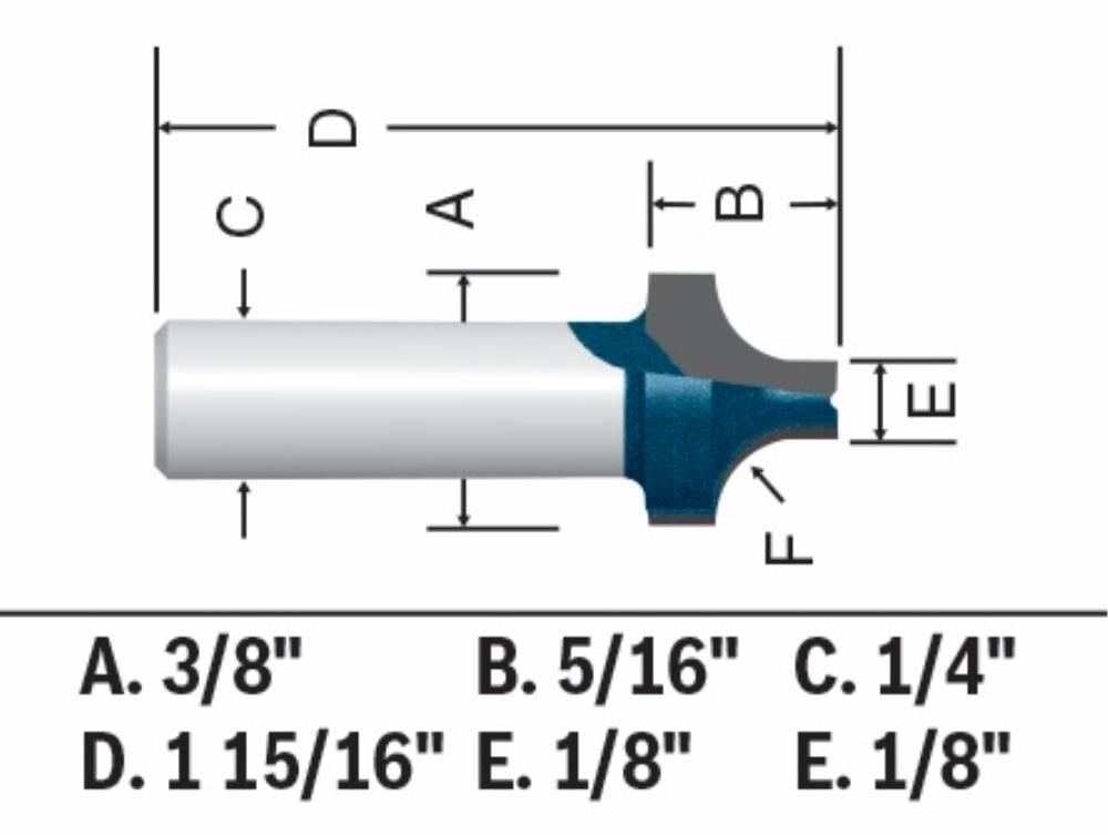 Bosch 3/8in x 5/16in Carbide Tipped Plunge Roundover Router Bit, large image number 4
