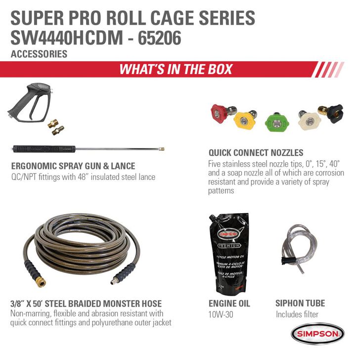 Simpson SuperPro Roll Cage 4400 PSI 4.0 GPM Gas Powered Cold Water Pressure Washer with 5 Spray Tips, large image number 10