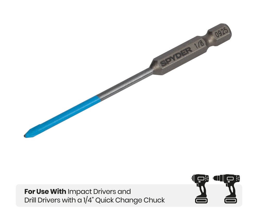 Spyder 1/8 Inch x 3.5 Inch Tile & Glass Drill Bit, Carbide-Tipped, large image number 7