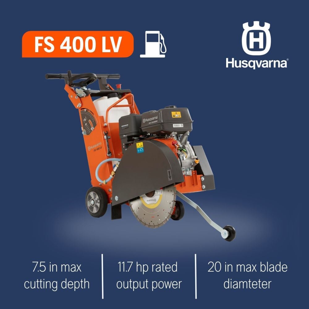 Husqvarna Construction FS400 11.7 HP 20 Inch Gas Walk-Behind Concrete Saw Body Only, large image number 3