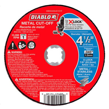 Diablo Tools 4-1/2in Thin Kerf Metal Cut-Off Disc for X-Lock and All Grinders, large image number 0