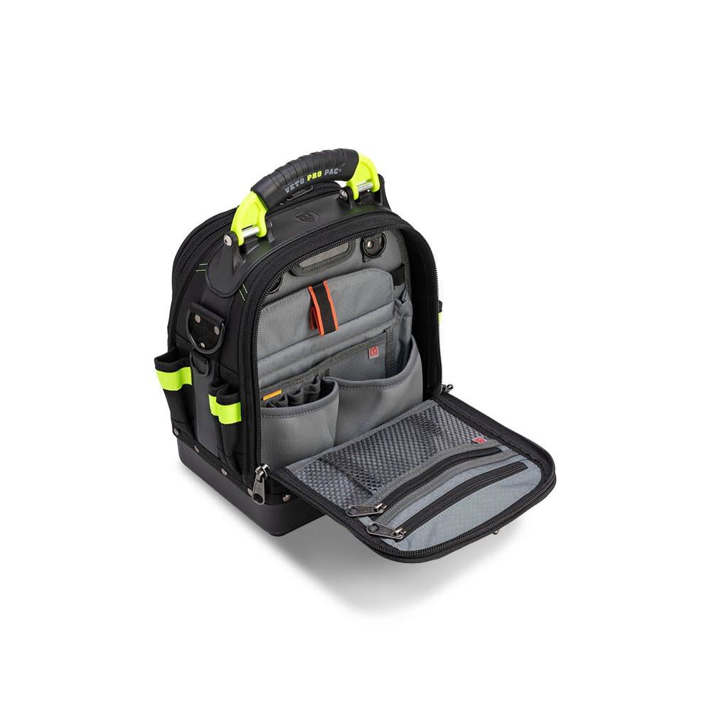 Veto Pro Pac 35 Lbs Medium Zippered Tech Tool Backpack, Black/Hi-Viz Yellow , large image number 8
