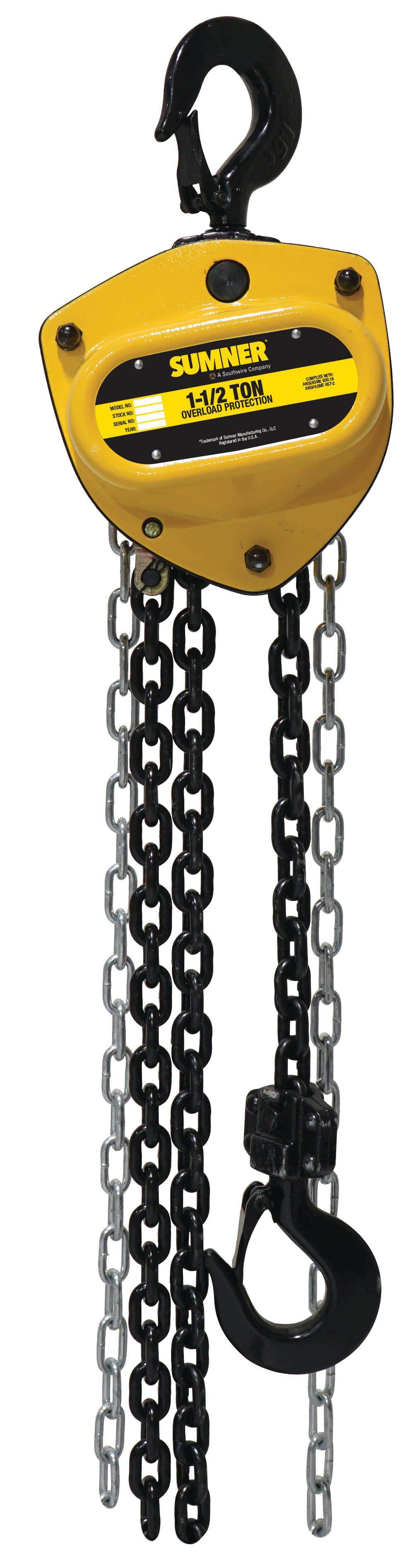 Sumner PCB150C20WO 1-1/2 Ton Chain Hoist 20 Ft. Lift with Overload Protection, large image number 11