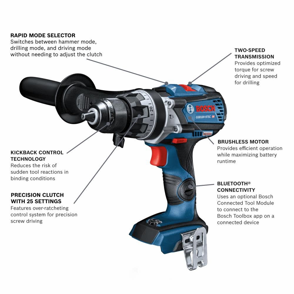 Bosch 18V Hammer Drill/Driver Brute Tough 1/2in (Bare Tool) GSB18V