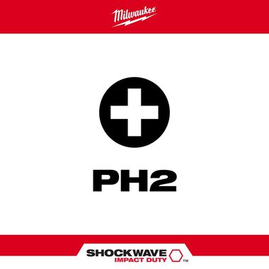 Milwaukee SHOCKWAVE 2-Piece Impact Phillips #2 Insert Bits, large image number 1