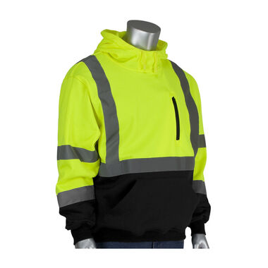 Protective Industrial Products ANSI R3 Hooded Pullover Sweatshirt Hi Vis Lime Yellow XL