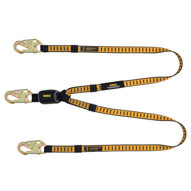 DEWALT 6 ft External Energy Absorber Twin Leg Lanyard with Snap Hook
