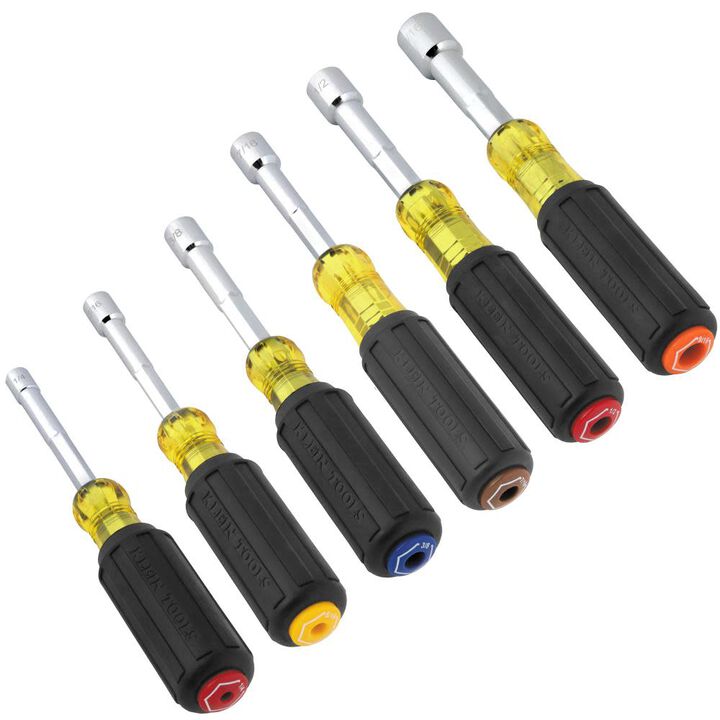 Klein Tools Color-Coded Hollow-Shaft Heavy-Duty Nut Driver Set, 6 Pieces