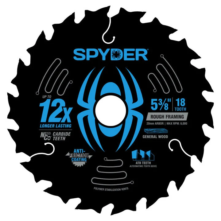 Spyder 5-3/8 Inch 18T Circular Saw Blade for Rough Framing