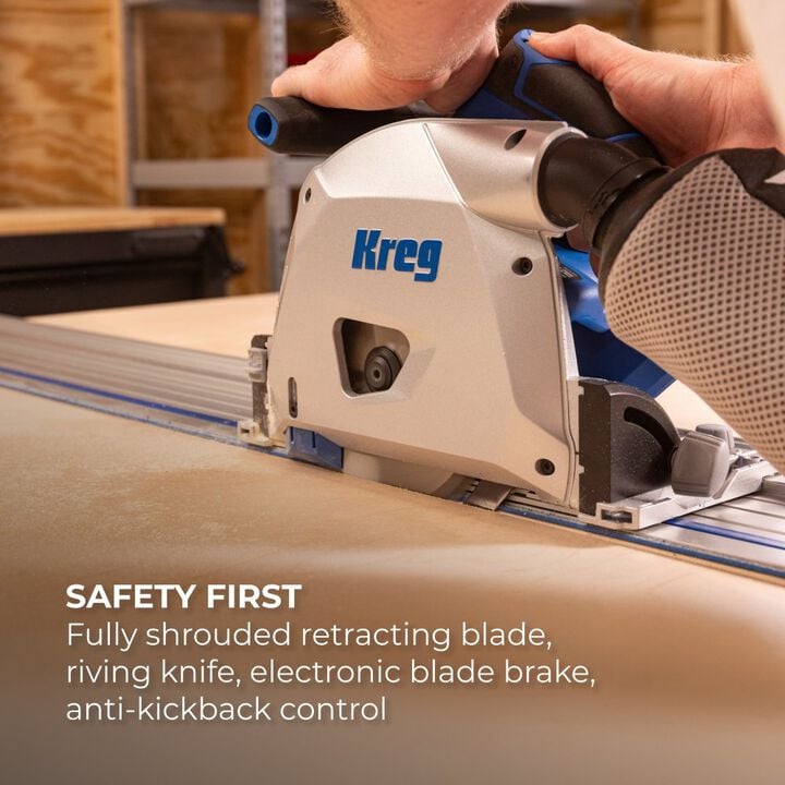 Kreg 20V Ionic Drive 6-1/2 Inch Plunge Cut Track Saw & 62 Inch Guide Track Bundle, large image number 6