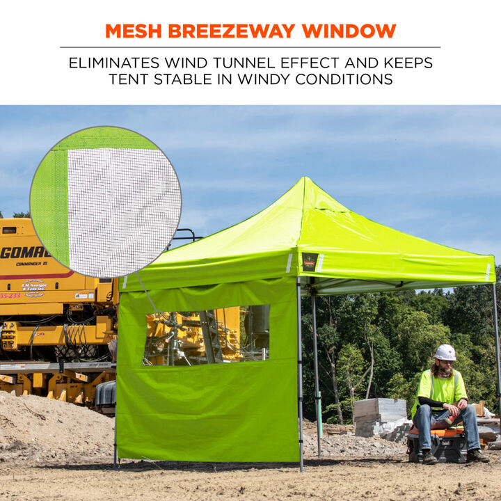 Ergodyne 10 Ft x 10 Ft Pop Up Tent Mesh Window Sidewall Hi-Viz Green, large image number 1