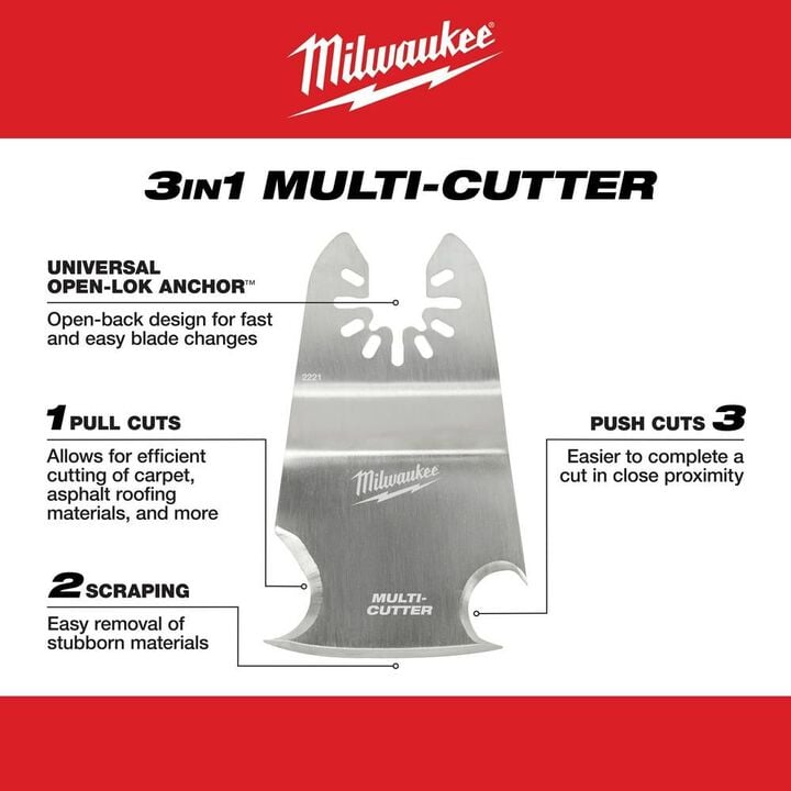 Milwaukee OPEN-LOK 3-IN-1 MULTI-CUTTER SCRAPER BLADE 1PK, large image number 2