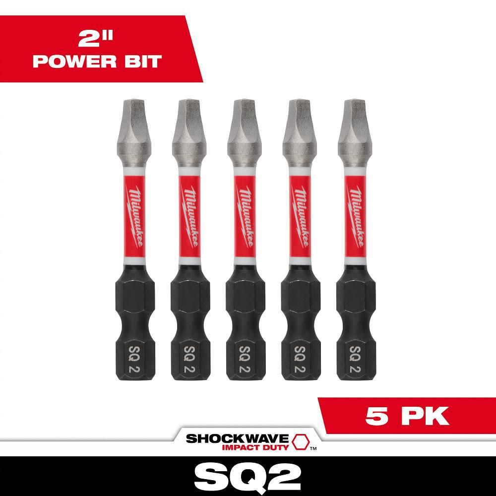 Milwaukee SHOCKWAVE 2 in. Impact Square Recess #2 Power Bits, large image number 1