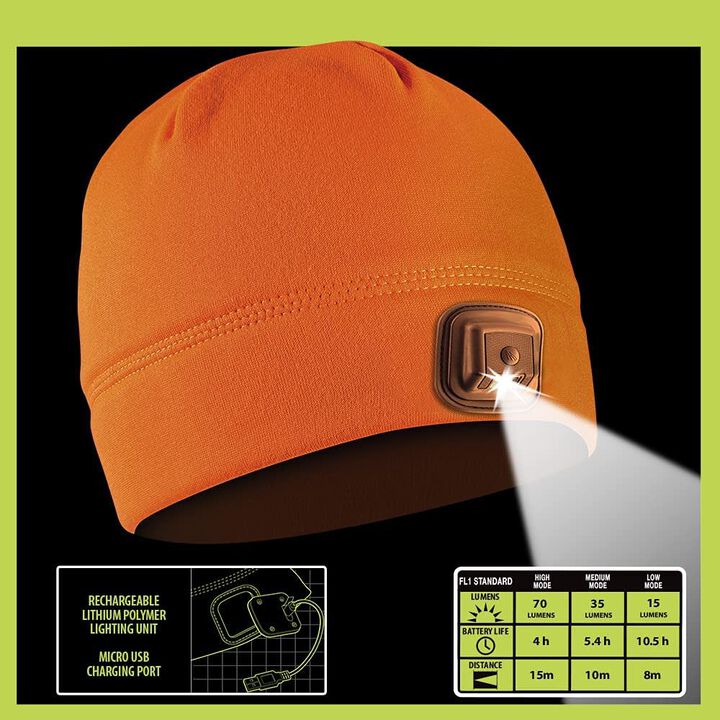 Panther Vision POWERCAP HCL Beanie Blaze Orange LED Rechargeable, large image number 1