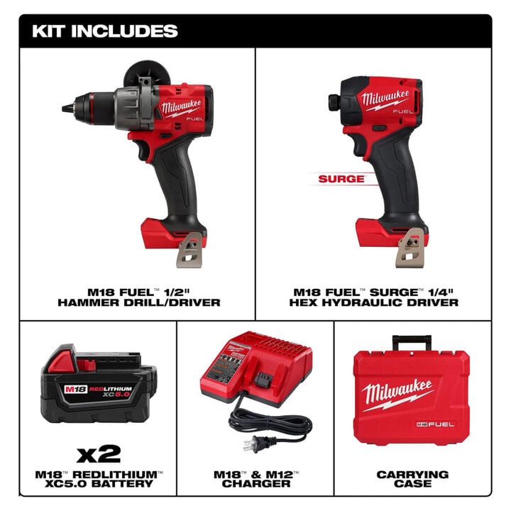 Milwaukee M18 Fuel 2-Tool Combo Kit and D-Handle Pruning Saw Bare Tool Bundle, large image number 1