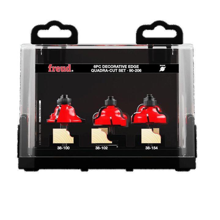 Freud 6 Piece Decorative Edge Quadra-Cut Router Bit Set, large image number 1