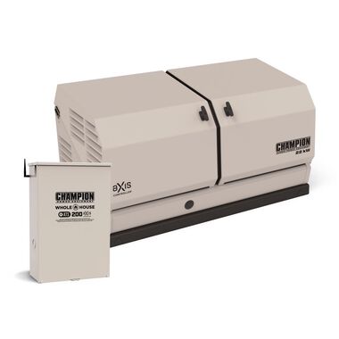 Champion Power Equipment 22,000 Watt (22kW) Dual Fuel 50-State Air-Cooled Home Standby Generator and 200-Amp Automatic Transfer Switch with aXis Technology