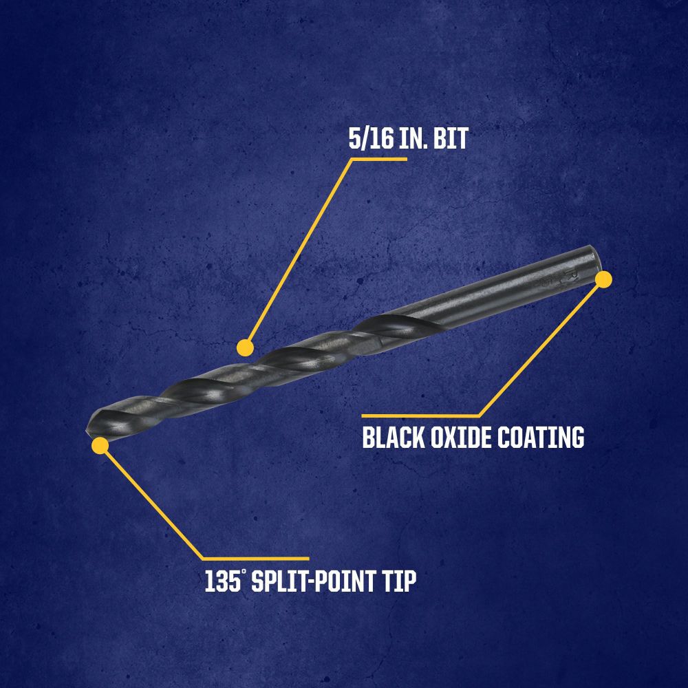 Irwin 5/16 in Drill Bit Black Oxide HSS Straight Shank, Jobber-Length, large image number 2