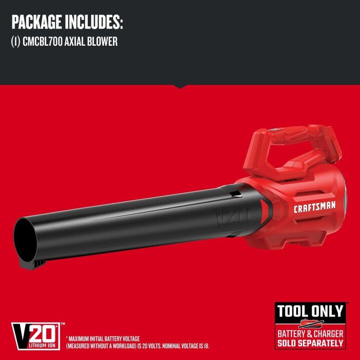 CRAFTSMAN V20 Cordless Axial Leaf Blower (Bare Tool), large image number 2