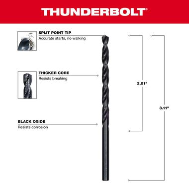 Milwaukee 5/32 in. Thunderbolt Black Oxide Drill Bit, large image number 2