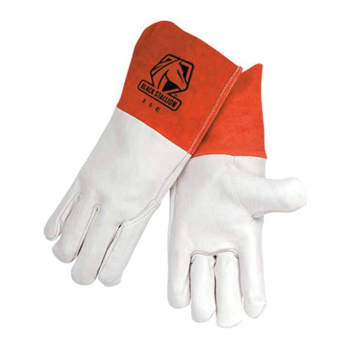 Black Stallion White Standard Grain Cowhide MIG Gloves Small