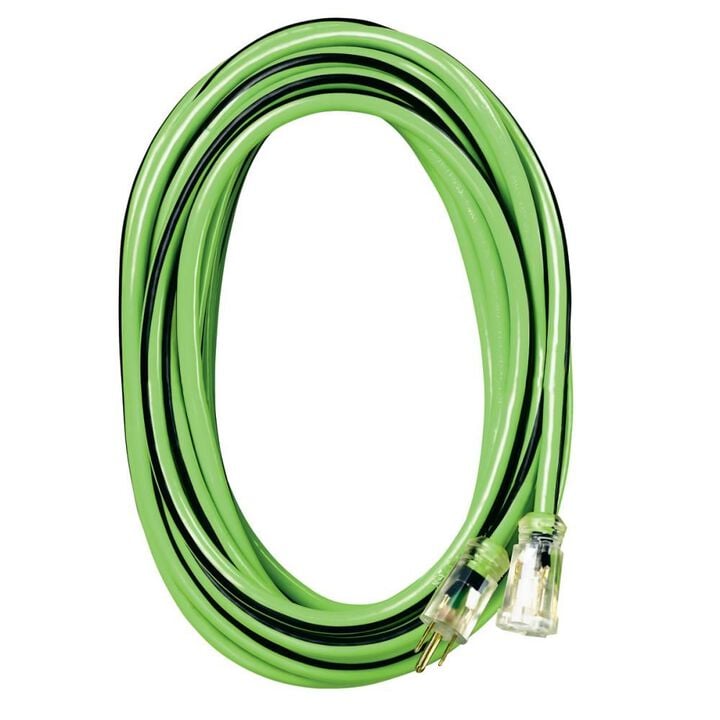 Voltec 100 Ft. 12/3 SJTW Green/Black U-Ground Kwik Kustom Extension Cord