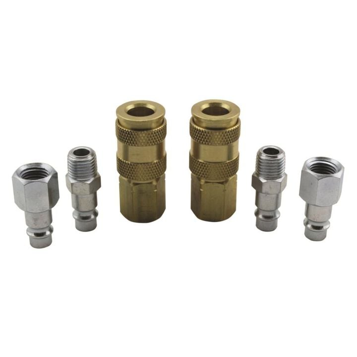 Milton S-217 1/4in NPT HIGHFLOWPRO V-Style/European Interchange Air Coupler and Plug Fitting Kit (High Volume Low Pressure Application) -6 Piece, large image number 2