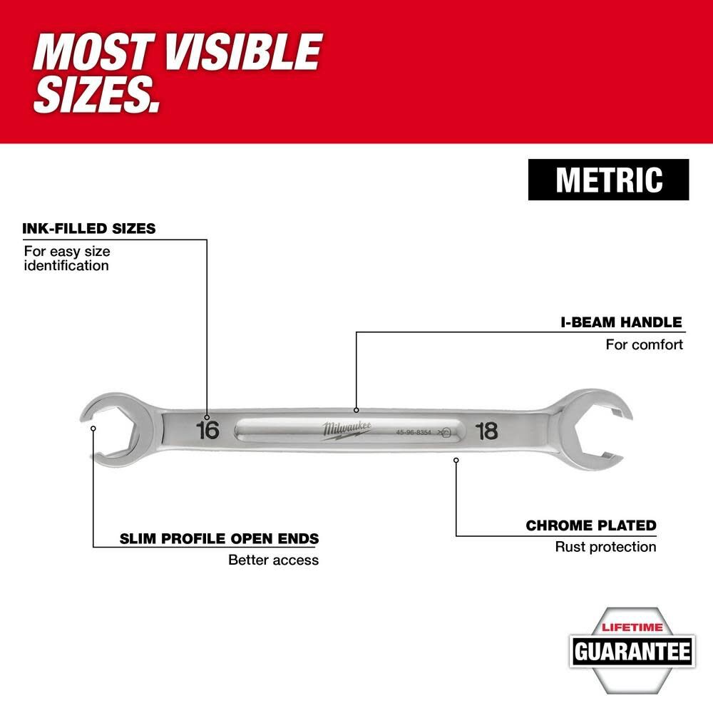 Milwaukee Wrench Set Double End Flare Nut Metric 6pc 48 22 9471