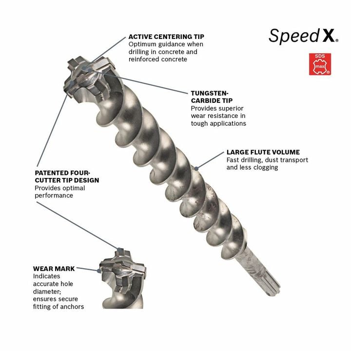 Bosch 9/16 Inch x 24 Inch x 29 Inch SDS-max Speed Xtreme Rotary Hammer Bit, large image number 1