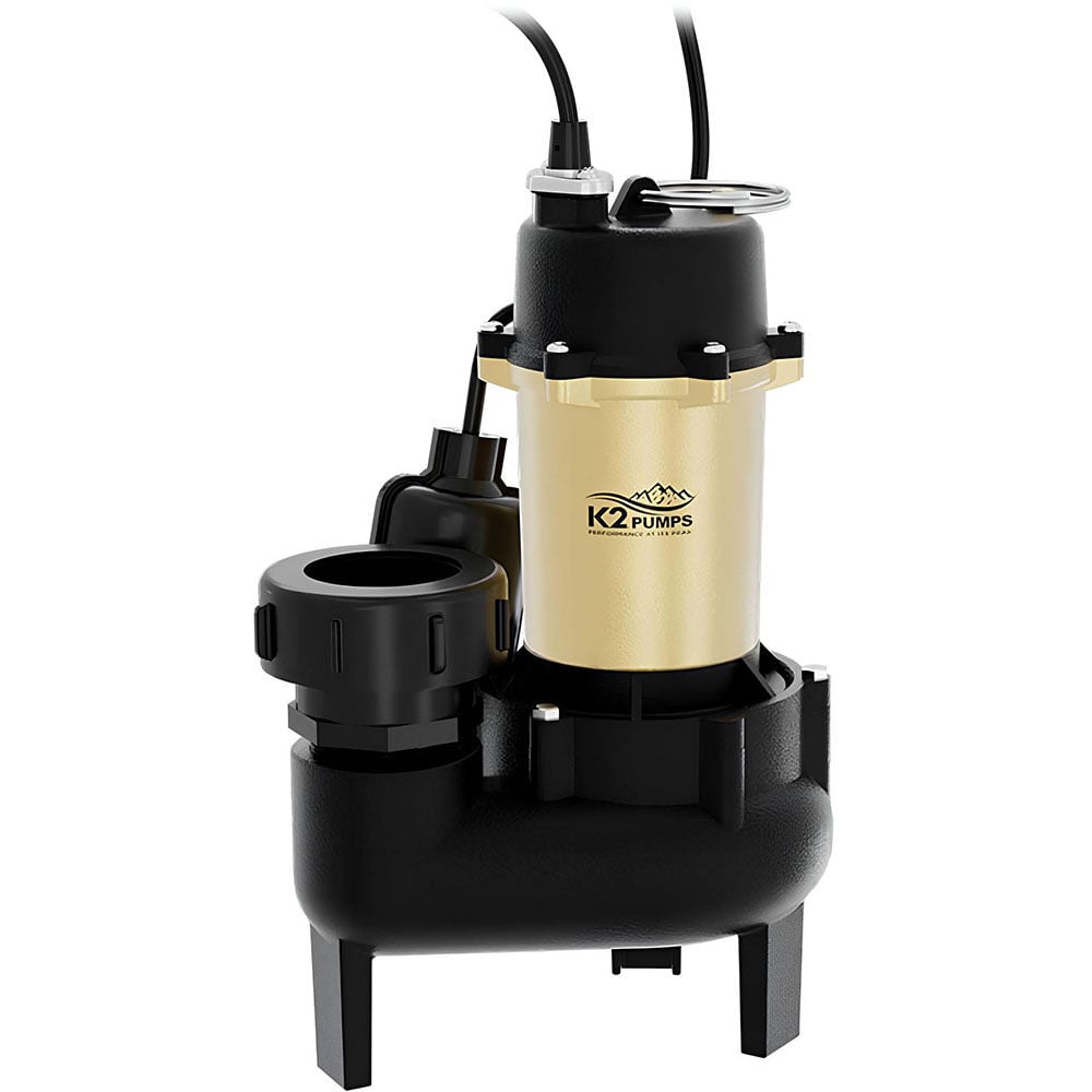 K2 Pumps Sewage Pump 1/2 HP Cast Iron with Piggyback Tethered Switch, large image number 1