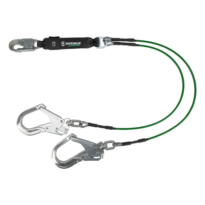 Safewaze Leading Edge 6 Ft. Energy Absorbing Lanyard: Dual Leg, Alu Swivel Rebar Hooks
