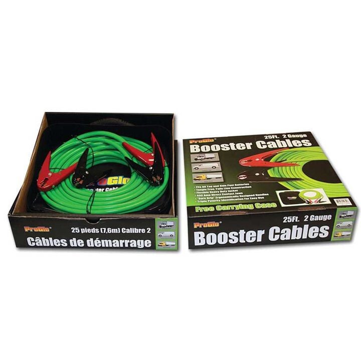 Century Wire Pro Glo 25 ft 400A 2 Gauge Battery Booster Cable Set Green, large image number 1