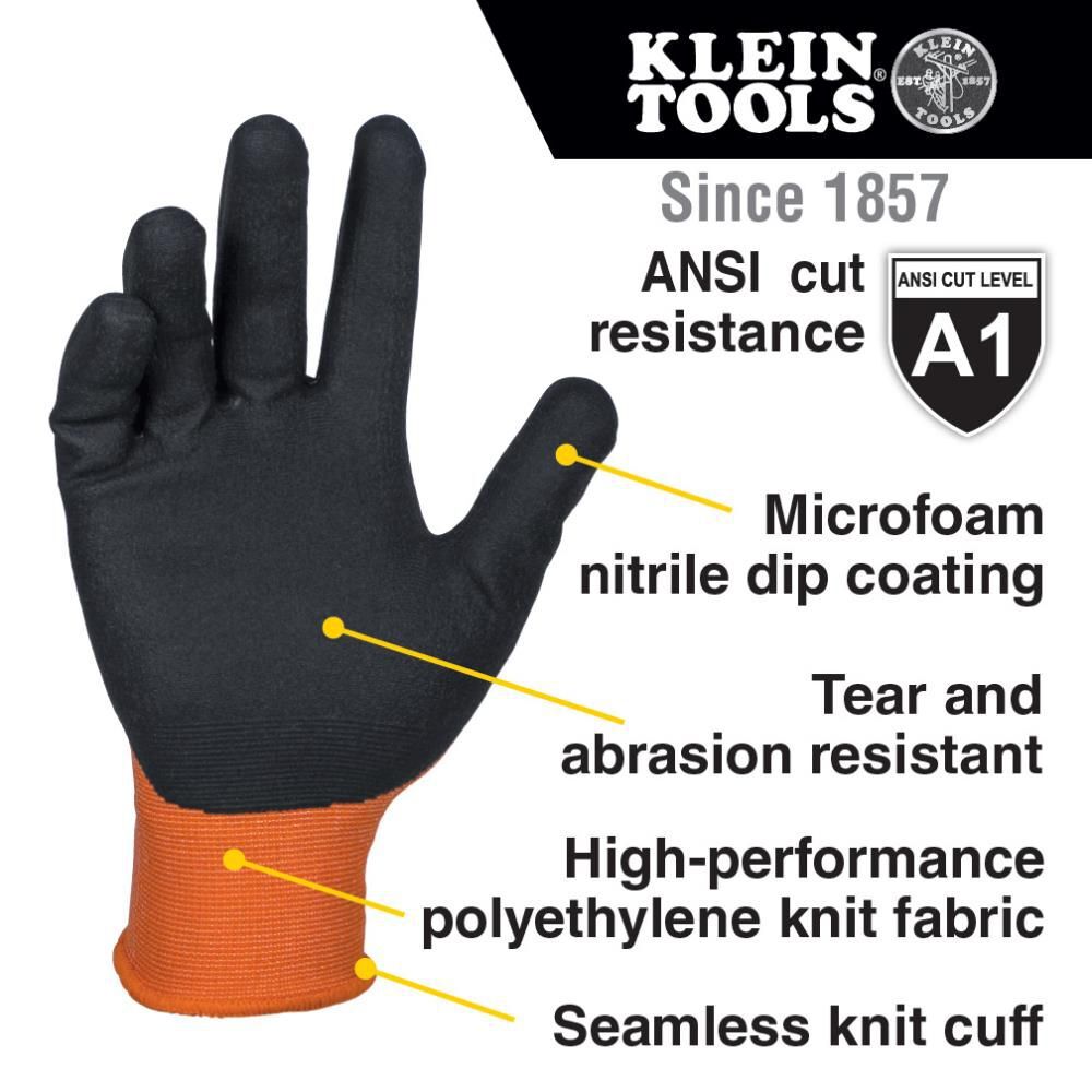 Klein Tools A1 Cut Knit Dipped Gloves, XL, 2pk, large image number 2