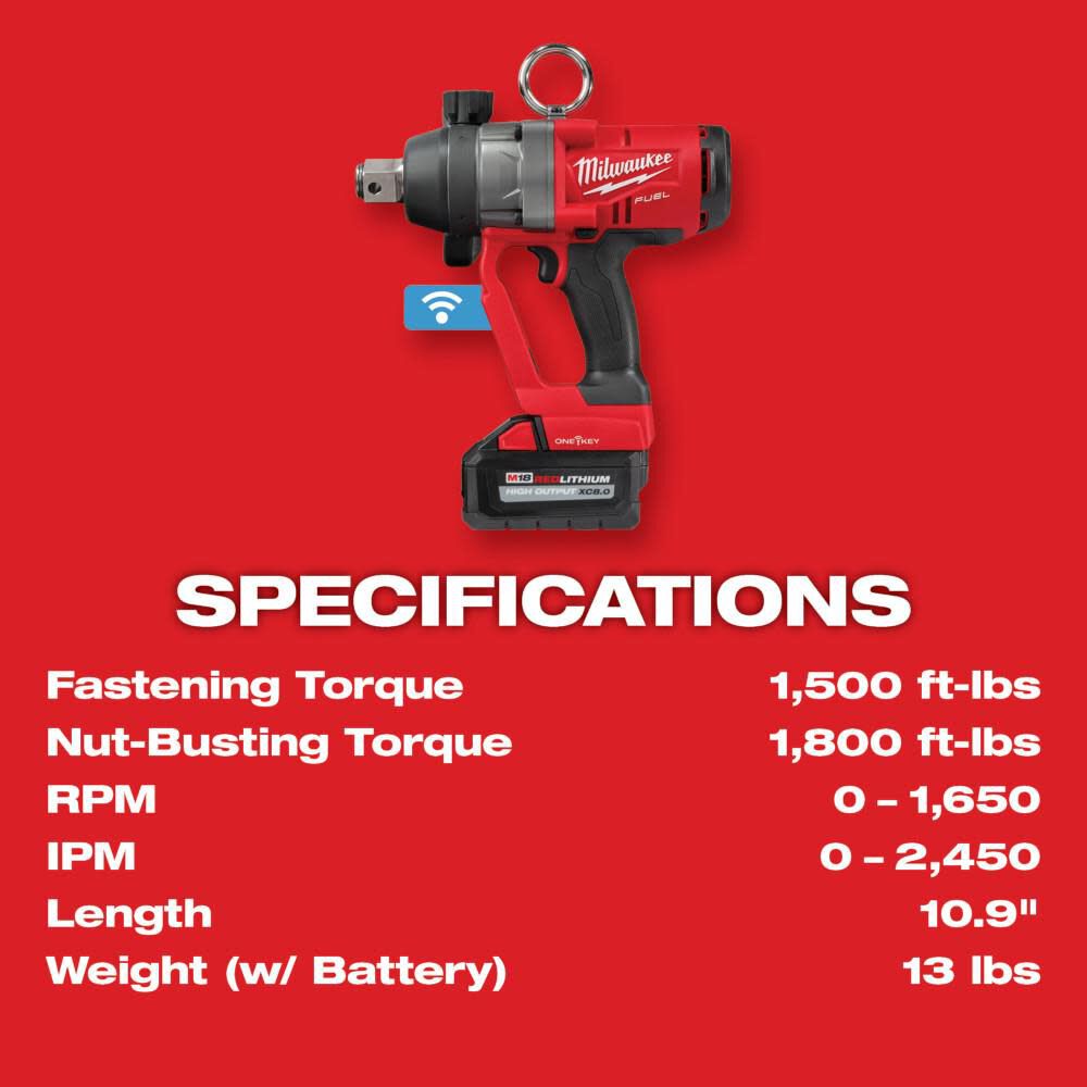 Milwaukee M18 FUEL 1inch High Torque Impact Wrench with ONE-KEY Kit, large image number 9